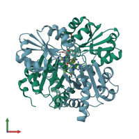 PDB entry 2ejz coloured by chain, front view.