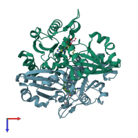 PDB entry 2ejz coloured by chain, top view.