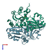 PDB entry 2eka coloured by chain, top view.