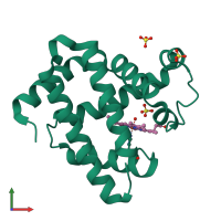 PDB entry 2eku coloured by chain, front view.