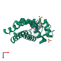PDB entry 2eku coloured by chain, top view.