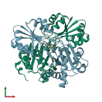 PDB entry 2el0 coloured by chain, front view.