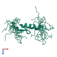 PDB entry 2el4 coloured by chain, ensemble of 20 models, top view.