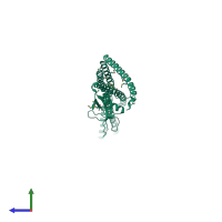 PDB entry 2elb coloured by chain, side view.