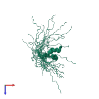 PDB entry 2elh coloured by chain, ensemble of 20 models, top view.