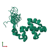 PDB entry 2elj coloured by chain, ensemble of 20 models, front view.