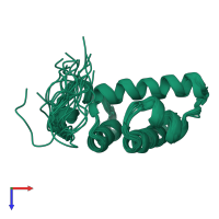 PDB entry 2elj coloured by chain, ensemble of 20 models, top view.