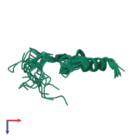 PDB entry 2elp coloured by chain, ensemble of 20 models, top view.