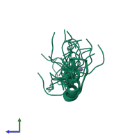 PDB entry 2elr coloured by chain, ensemble of 20 models, side view.