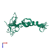 PDB entry 2elr coloured by chain, ensemble of 20 models, top view.