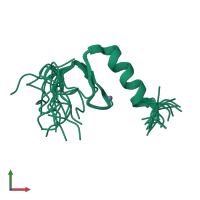 PDB entry 2elt coloured by chain, ensemble of 20 models, front view.