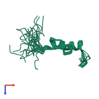 PDB entry 2elu coloured by chain, ensemble of 20 models, top view.