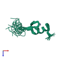 PDB entry 2elx coloured by chain, ensemble of 20 models, top view.