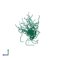 PDB entry 2ema coloured by chain, ensemble of 20 models, side view.