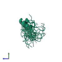 PDB entry 2eme coloured by chain, ensemble of 20 models, side view.