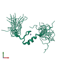 PDB entry 2emg coloured by chain, ensemble of 20 models, front view.