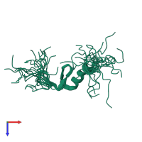 PDB entry 2emj coloured by chain, ensemble of 20 models, top view.