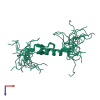PDB entry 2eml coloured by chain, ensemble of 20 models, top view.