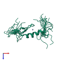 PDB entry 2en0 coloured by chain, ensemble of 20 models, top view.