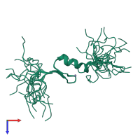 PDB entry 2en4 coloured by chain, ensemble of 20 models, top view.