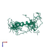 PDB entry 2ena coloured by chain, ensemble of 20 models, top view.