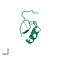 Monomeric assembly 1 of PDB entry 2ene coloured by chemically distinct molecules, side view.