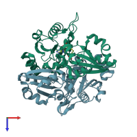 PDB entry 2eni coloured by chain, top view.