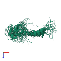 PDB entry 2enk coloured by chain, ensemble of 20 models, top view.