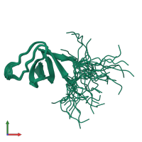 PDB entry 2enm coloured by chain, ensemble of 20 models, front view.