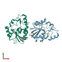 PDB entry 2enu coloured by chain, front view.