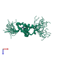 PDB entry 2env coloured by chain, ensemble of 20 models, top view.