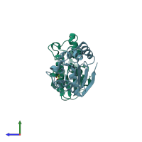 PDB entry 2enw coloured by chain, side view.