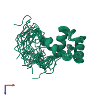 PDB entry 2eo2 coloured by chain, ensemble of 20 models, top view.