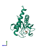 PDB entry 2eo4 coloured by chain, side view.