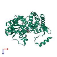 PDB entry 2eo5 coloured by chain, top view.