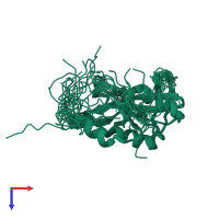 PDB entry 2eo6 coloured by chain, ensemble of 20 models, top view.