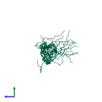 PDB entry 2eo9 coloured by chain, ensemble of 20 models, side view.