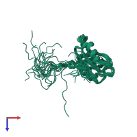 PDB entry 2eob coloured by chain, ensemble of 20 models, top view.