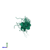 PDB entry 2eod coloured by chain, ensemble of 20 models, side view.