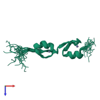 PDB entry 2eod coloured by chain, ensemble of 20 models, top view.