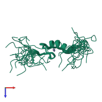 PDB entry 2eog coloured by chain, ensemble of 20 models, top view.