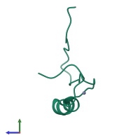 Monomeric assembly 1 of PDB entry 2eom coloured by chemically distinct molecules, side view.