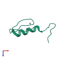 Monomeric assembly 1 of PDB entry 2eom coloured by chemically distinct molecules, top view.