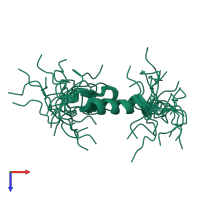 PDB entry 2eoo coloured by chain, ensemble of 20 models, top view.