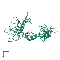 PDB entry 2eos coloured by chain, ensemble of 20 models, top view.