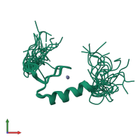 PDB entry 2eou coloured by chain, ensemble of 20 models, front view.