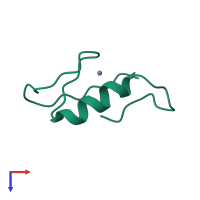 Monomeric assembly 1 of PDB entry 2eov coloured by chemically distinct molecules, top view.