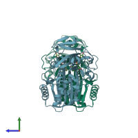 PDB entry 2ep7 coloured by chain, side view.