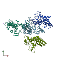 PDB entry 2epf coloured by chain, front view.