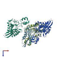 PDB entry 2epf coloured by chain, top view.